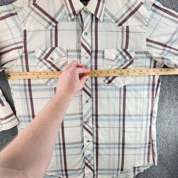 Wrangler Cowboy Cut Regular X-long Tails Single Needle Pearl Snap Plaid Shirt - Picture 14 of 16